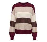 ONLY Women's Onlatia L/S Stripe Pullover KNT Noos Viscose Blend Sweater, Zinfandel, M