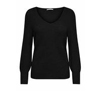 ONLY Women's Onlatia L/S V-Neck Cuff KNT Noos Knitted Jumper, Black, S