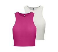 ONLY Women's Onlbelia S/L Crop Top Cs JRS Pack of 2, Fuchsia Fedora, XL