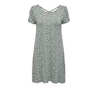 ONLY Women's Onlbera Back Lace Up S/S Dress JRS Noos, Balsam Green/AOP: White Flowers, XS