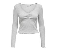 ONLY Women's Onlbetty L/S V-Neck Top Cc JRS, Light Grey Mix, M