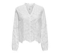 ONLY Women's Onlbine Lalisa Ls V-Neck Emb Top WVN, Bright White, M