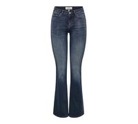 ONLY Women's Onlblush Icon Coin Mid Fl DNM Cro300noos Jeans, Blue Black Denim, S / 32L