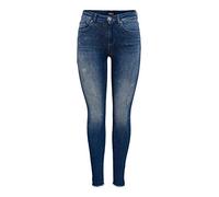 ONLY Women's Onlblush Life Mid Sk Ank Raw Rea811 Noos Jeans, Dark Blue Denim, M 30L UK
