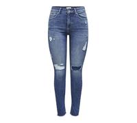ONLY Women's ONLBLUSH MID SK ANK RAW Jeans REA8097, Medium Blue Denim, L/32