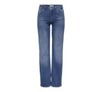ONLY Women's Straight Fit Jeans Mid Rise Convenient Pockets Zipper, Colours:Blue-3, Size:L / 32L, Leg Length:L32