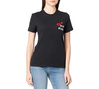 ONLY Women's Onlbone Reg S/S Heart Top Box JRS T-Shirt, Black/Print: Bisous, XS