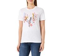 ONLY Women's Onlbone S/S Top CS Box T-Shirt, Bright White/Detail: Feather and Flowers, S