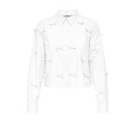 ONLY Women's Onlbowy Life Ls Bow Detail Sh Shirt WVN, White, Large
