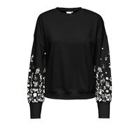 ONLY Women's Onlbrooke L/S O-Neck Flower SWT Noos Sweatshirt, Black 10, M