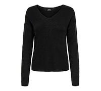 ONLY Female Knitted V-Neck Jumper, Black, XS