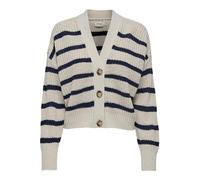 ONLY Women's ONLCAROLNICE Stripe Cardigan KNT NOOS Cardigan Sweater, Pumice Stone/Stripes:Navy Blazer,