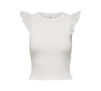 ONLY Women's Onlcesme Life Lace Tank Top JRS, Cloud Dancer, L