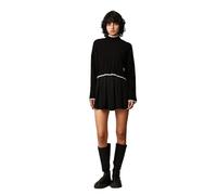 ONLY Women's ONLCHICK Stitch LS Highneck Pull KNT Pullover Sweater, Black/Detail:Pumice Stone,