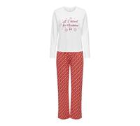 ONLY Women's ONLCHRISTMAS L/S Pants Nightwear Acc Footie, High Risk Red/AOP:Snowflake, XL