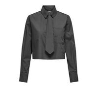 ONLY Women's Onlcille Life Ls Tie Shirt Xt WVN, Magnet, M
