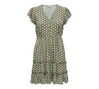 ONLY Women's Onlclaudette Life Ss WVN Noos Mini Dress with V-Neck and Ruffles for Everyday use, Kalamata, M