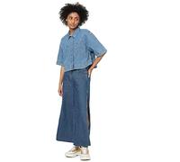 ONLY Women's Onlcleo Life Ss Crop DNM Shirt PIM Noos, Medium Blue Denim, S