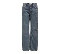 ONLY Women's Onlcobain Reg Wide DNM Dot Jeans, Dark Blue Denim/Detail: Tinted, 29W x 32L