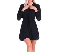 ONLY Women's Short Blouse Dress Long Sleeve Tunic Thigh-Length Patterned Print with Buttons ONLCORY, Colours:Black, Size:M