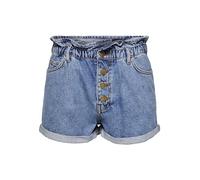 ONLY Women's Onlcuba Life Paperbag Dnm Dot005 Shorts, Medium Blue Denim, XS UK