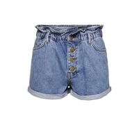 ONLY Women's Onlcuba Life Paperbag DNM Shorts Dot005 Shorts Not Applicable, Medium Blue Denim, L