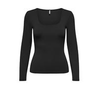 ONLY Women's Onlea L/S Deep Neck Top JRS Longsleeve T-Shirt, Black, M