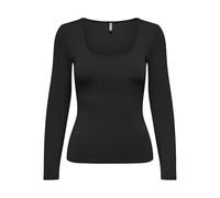 ONLY Women's Onlea L/S Deep Neck Top JRS Longsleeve T-Shirt, Black, XL