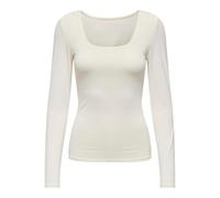 ONLY Women's Onlea L/S Deep Neck Top JRS Longsleeve T-Shirt, Cloud Dancer, M
