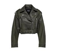 ONLY Women's Onlella Faux Leather Washed Biker OTW Jacket