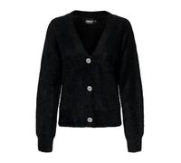 Fluffy Knit V-Neck Cardigan Black