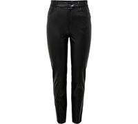 ONLY Women's Onlemily Hw St Ank Faux Leather Pnt Noos Trouser, Black, M UK