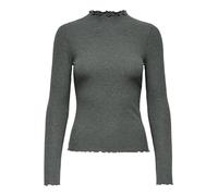 ONLY Women's Onlemma L/S Noos JRS Comfort fit high Neck top with Feminine Ruffles, Castor Gray, L