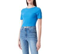 ONLY Women's ONLEMRA S/S Cropped TOP JRS T-Shirt, Strong Blue, L
