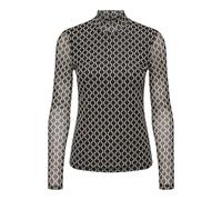 ONLY Women's Onlerica Life Mesh L/S High Neck Top JRS, Black/AOP: Chain, S