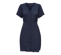 ONLY Women's Onlevida S/S Short WVN Noos Dress with Button Placket and tie Belt, Night Sky 1, L
