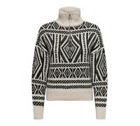 ONLY Women's Onlfelicia LS Zip Nca KNT Pullover, Pumice Stone/Pattern:w. Black, M