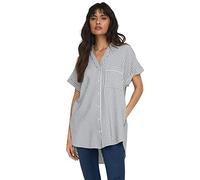 ONLY Women's Onlfenna S/S Loose Shirt WVN Noos Blouse, Cloud Dancer/Stripes: Iron gate Stripe, M