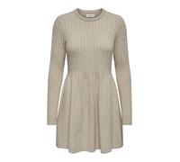 ONLY Women's Long Sleeve Knit Dress Round Neck Flat Knit Regular Fit Versatile, Colours:Beige, Size:XL