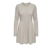 ONLY Women's Long Sleeve Knit Dress Round Neck Flat Knit Regular Fit Versatile, Colours:Beige, Size:XL
