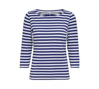 ONLY Women's ONLFIFI Life 3/4 Boat Neck TOP 2 JRS T-Shirt, Mazarine Blue/Stripes:Cloud Dancer, S