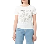 ONLY Women's Onlfree Life S/S Cross Back Top Box JRS T-Shirt, Cloud Dancer/Print:Papillons, Large