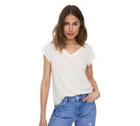ONLY Women's ONLFREE Life S/S MOD.V-Neck TOP JRS NOOS T-Shirt, Cloud Dancer, Large