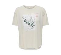 ONLY Women's ONLFREE Life S/S Print TOP Box JRS T-Shirt, Birch/Print: Eucalypsus, Small, Birch/Print: eucalypsus, S