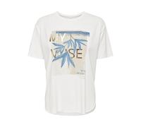 ONLY Women's Onlfree Life S/S Print Top Box JRS T-Shirt, Cloud Dancer/Print:Worthy, Large