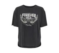ONLY Women's Onlfree Life S/S Print Top Box JRS T-Shirt, Gray, S
