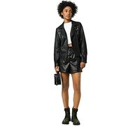Faux Leather Short Jacket with Zip Fastening Black