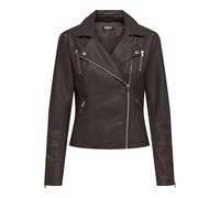 ONLY Women's Onlgemma Faux Leather Biker OTW Noos Short Jacket, Chocolate Cake, 12