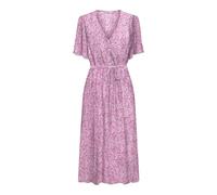 ONLY Women's Onlhalia Life S/S WVN Noos Summer midi Dress with Short Sleeves and V-Neck, Fuchsia Pink, XS