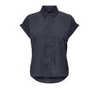ONLY Women's Onlhannover Life S/S Shirt WVN Relaxing Short Sleeve top with Button Closure, India Ink, XL
